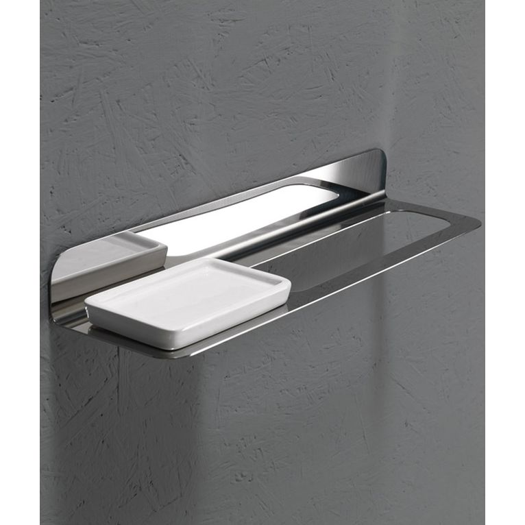 porta asciugamani con portasapone acciaio satinato e ceramica nero serie cut capannoli