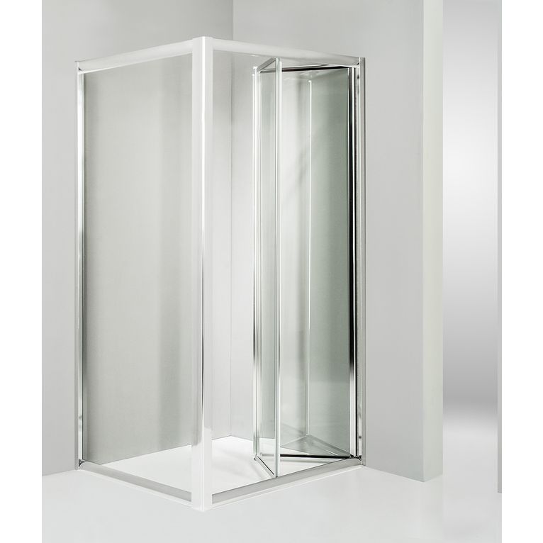 box doccia angolare anta fissa porta soffietto 85x80 cm trasparente