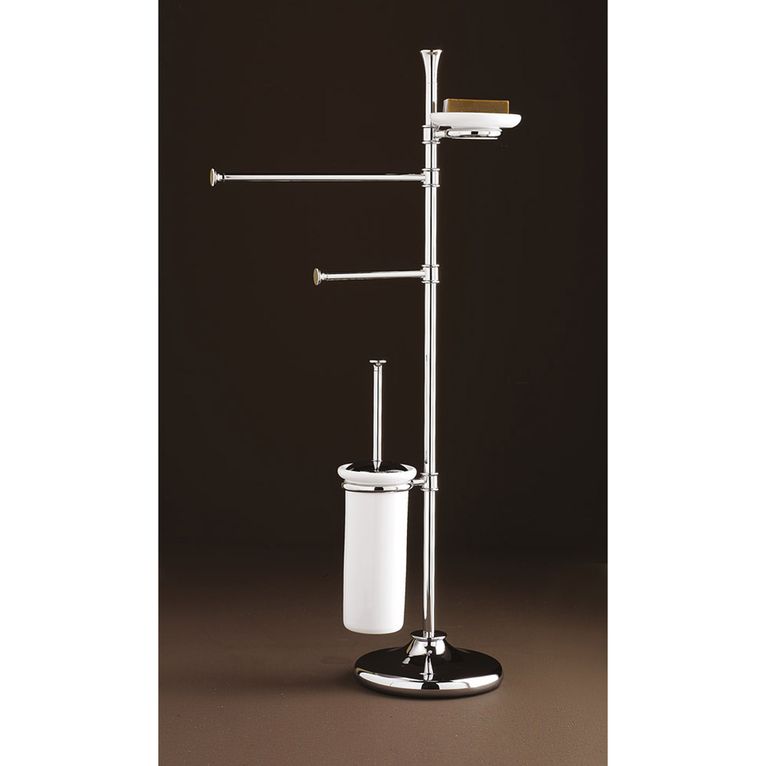 piantana porta asciugamani dosasapone portarotolo con scopino cromo e ceramica bianco serie area capannoli