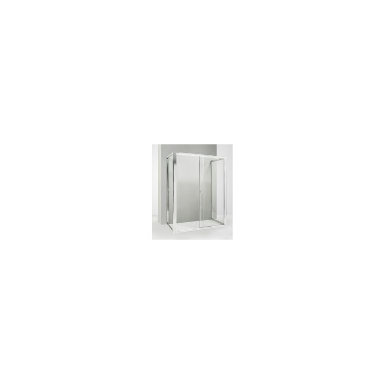box doccia 3 lati con 2 ante fisse e porta scorrevole 60x115x60 cm trasparente 