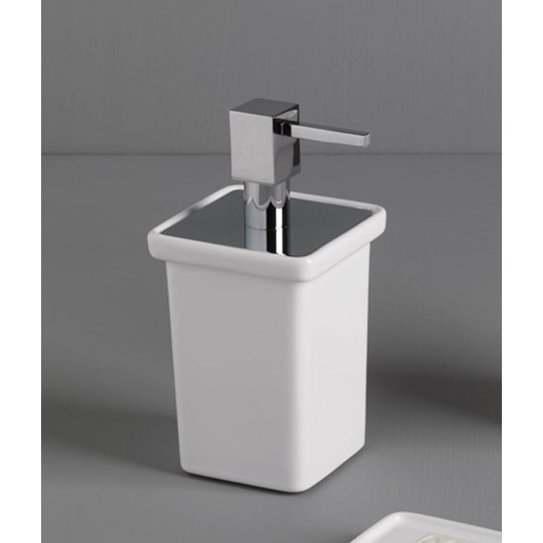 dosasapone da appoggio cromo e ceramica bianco serie quadrica capannoli