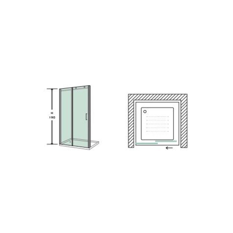 porta doccia scorrevole 120x200 cm - cristallo 8mm trasparente