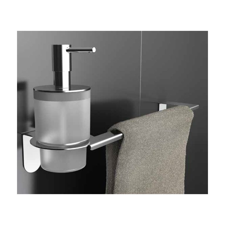 porta asciugamani con dosasapone acciaio lucido serie easy capannoli - versione viti e tasselli