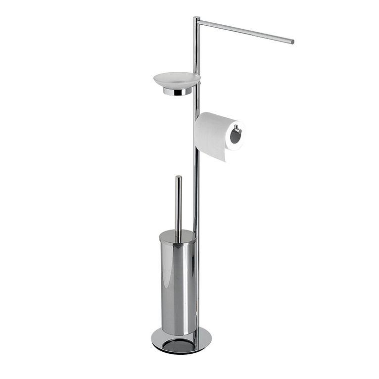 piantana porta asciugamani portasapone portarotolo con scopino cromo serie hoop capannoli