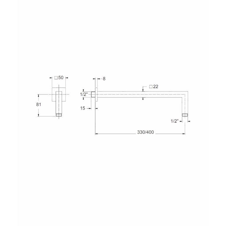 braccio doccia bd6042 in ottone serie sphera