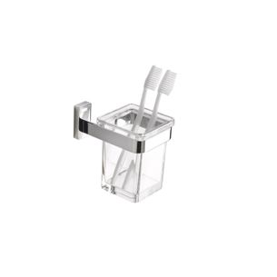 PORTA SPAZZOLINI CROMO E VETRO TRASPARENTE SERIE SLIM CAPANNOLI