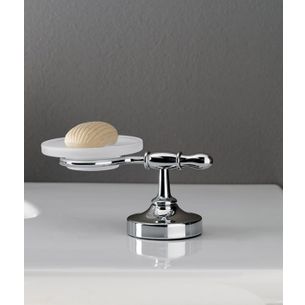 PORTASAPONE DA APPOGGIO CROMO E CERAMICA BIANCO LINEA SERIE900 CAPANNOLI