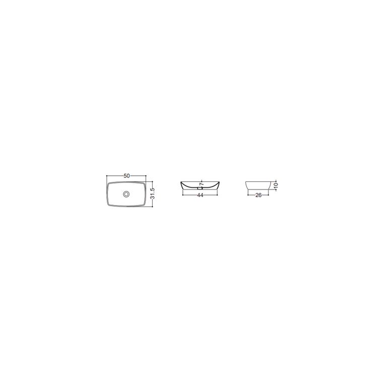 lavabo d'appoggio o sottopiano senza piano rubinetteria 50x32 axa - h10