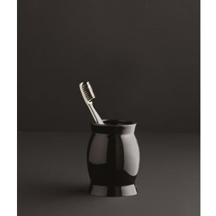 PORTA SPAZZOLINI CERAMICA NERO SERIE CABAZA CAPANNOLI