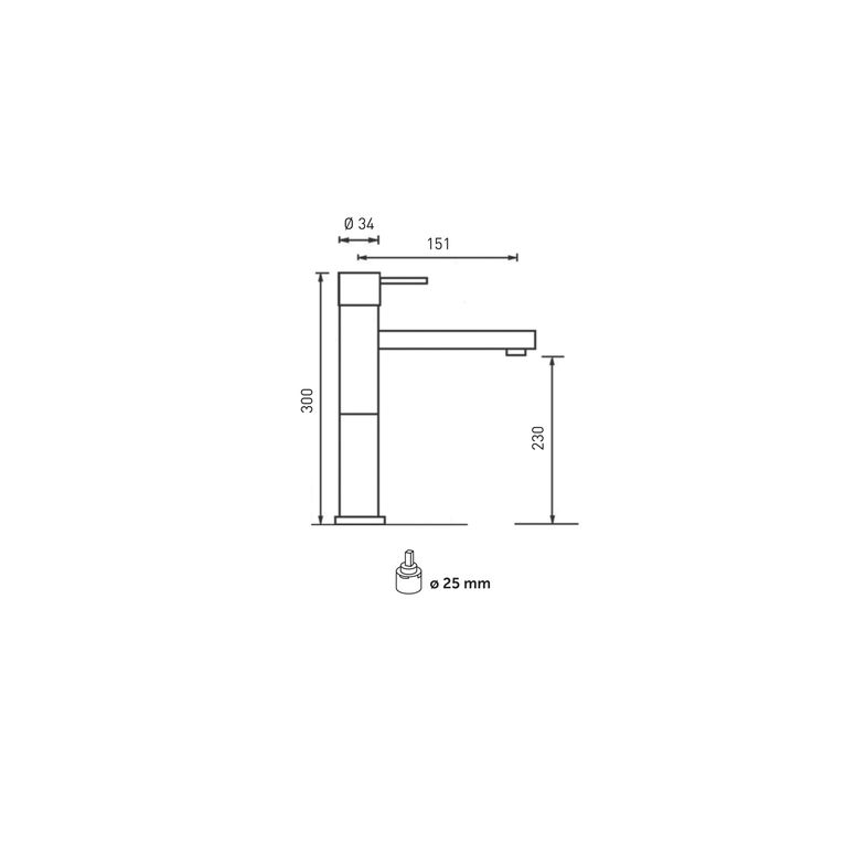 miscelatore monocomando lavabo alto con scarico click-clack nero opaco minimal mn21