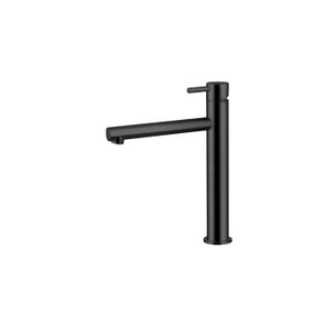 MISCELATORE MONOCOMANDO LAVABO ALTO CON SCARICO CLICK-CLACK NERO OPACO MINIMAL MN21