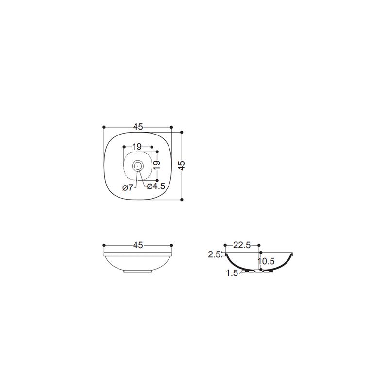 lavabo incasso e soprapiano 45x45 axa - wild