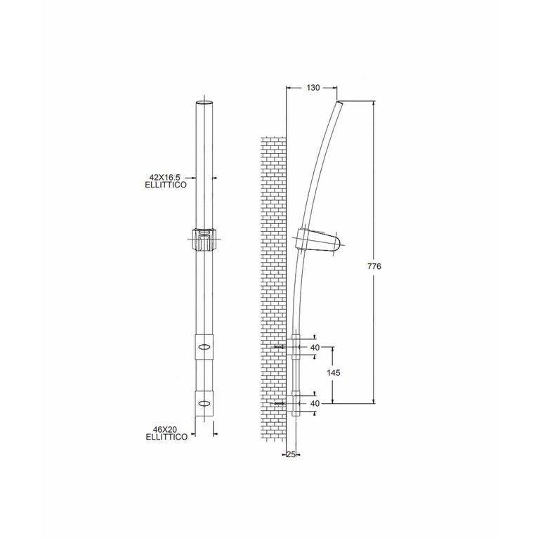 saliscendi venus sl3w432cicr in ottone completo di doccia tennis,portasapone e flessibile serie sphera