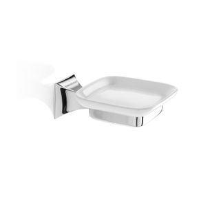 PORTASAPONE SINGOLO CROMO E CERAMICA BIANCO SERIE GOTICA CAPANNOLI