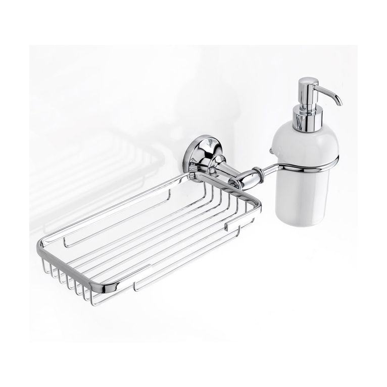 griglia con dosasapone cromo e ceramica bianco linea serie900 capannoli