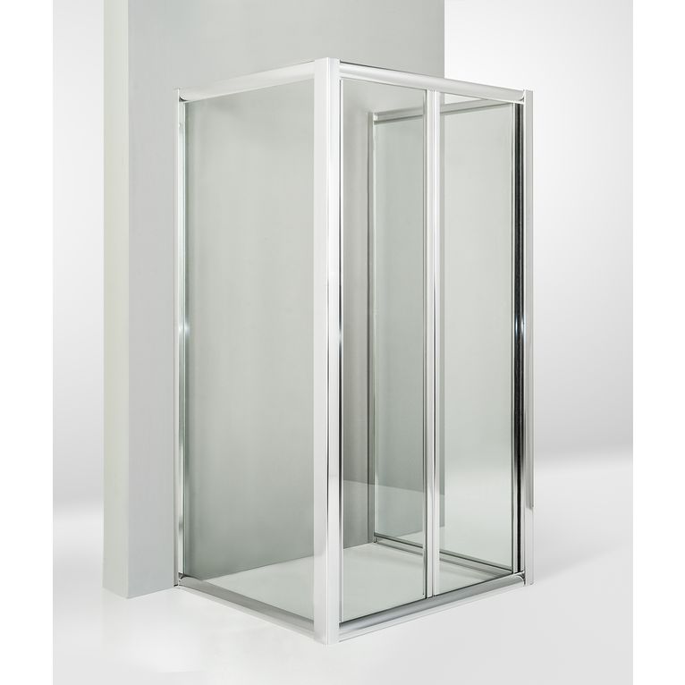 box doccia 3 lati con 2 ante fisse e porta a soffietto 80x80x80 cm trasparente