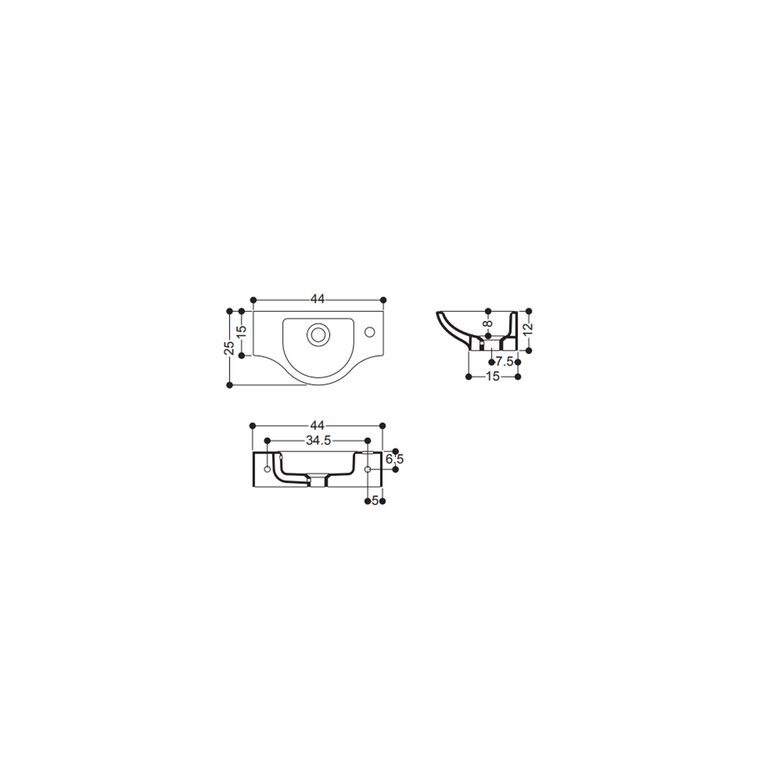 lavabo sospeso 44x25 monoforo axa - lavabi d'arredo