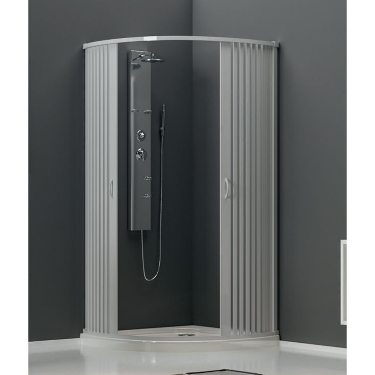 box doccia semicircolare a soffietto chiusura centrale 90 cm in pvc bianco - malta - ventana