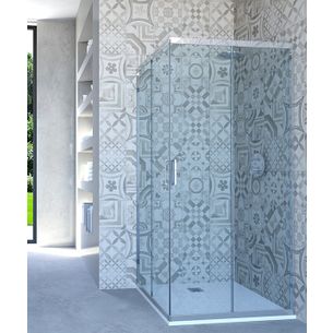  BOX DOCCIA ANGOLARE PORTA SCORREVOLE 71X113 CM TRASPARENTE