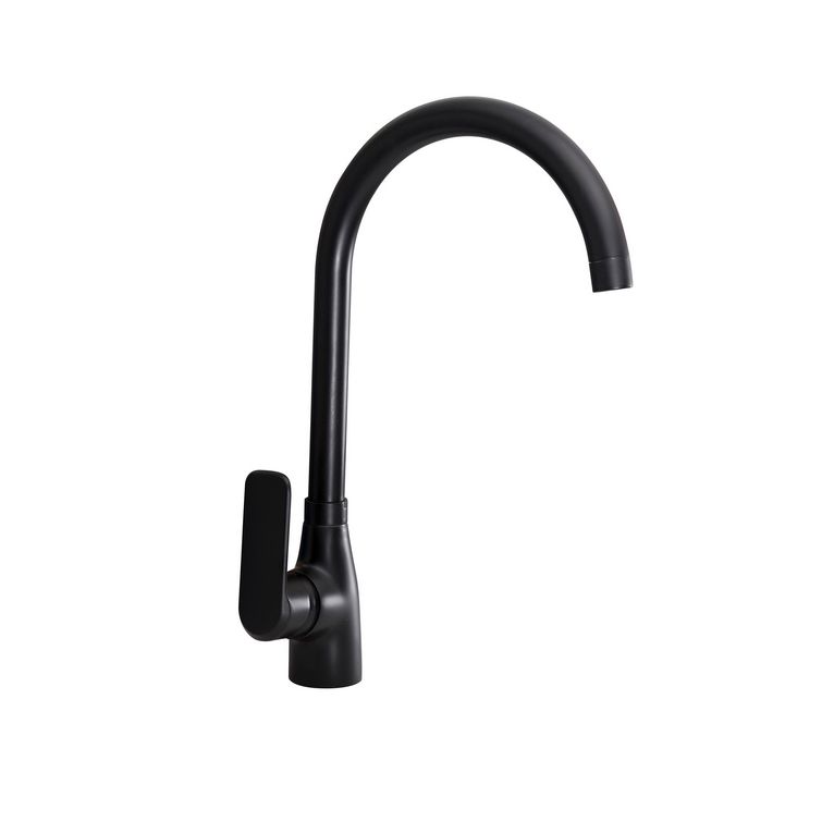 miscelatore da cucina canna alta nero opaco completo di flessibili serie hh