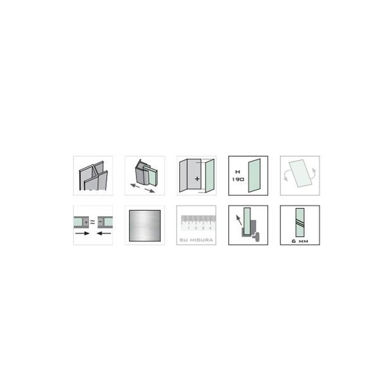  box doccia semicircolare 80x80 cm trasparente altezza 190 cm serie f