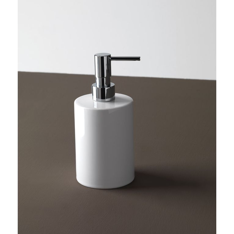 dosasapone cromo e ceramica bianco 8,2 cm serie tube-cube capannoli