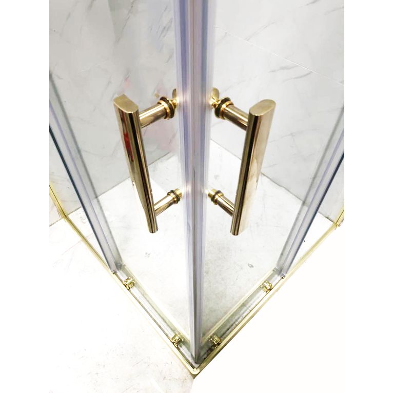 box doccia 70x90 cm angolare porta scorrevole trasparente dorato serie oro gold