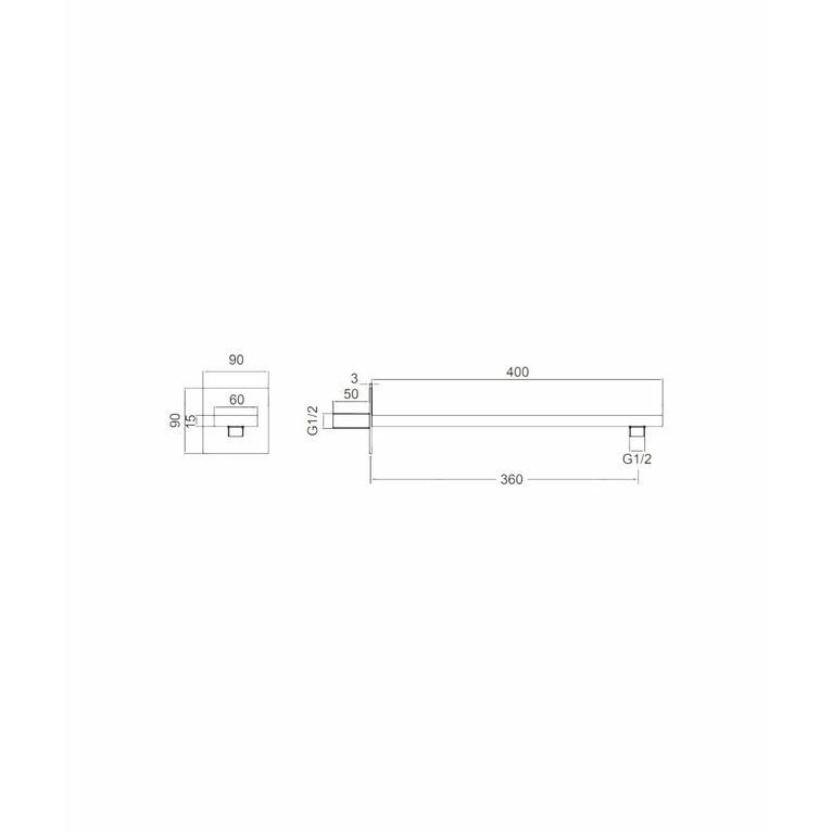 braccio doccia bd6055 in ottone serie sphera
