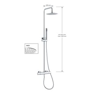 KIT COLONNA DOCCIA CILINDRICA CON SOFFIONE INOX DIAMETRO mm 300,TERMOSTATICO CILINDRICO DOTATO DI DEVIATORE,FLESSIBILE cm 150 E DOCCETTA CILINDRICA IN ABS. FINITURA CROMATA - 13077/30