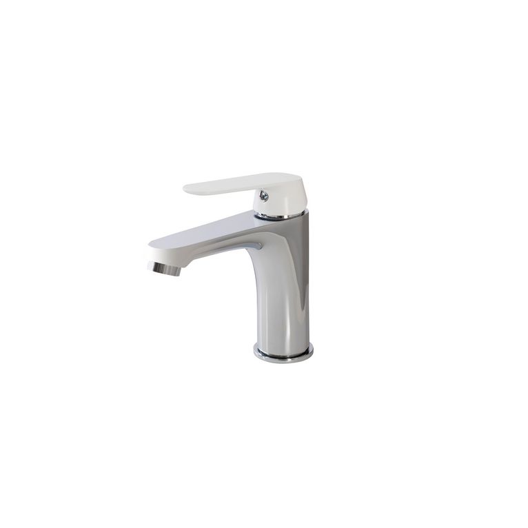 miscelatore lavabo cromato  con leva bianco opaco con piletta click clack 1" 1/4 e flessibili serie dream