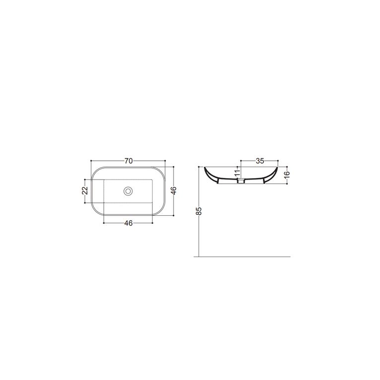 lavabo d'appoggio 70x46 axa - ciotola