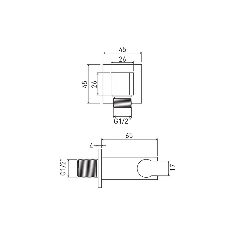presa acqua quadrata in ottone con supporto - sh 99