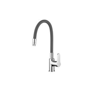 MISCELATORE MONOCOMANDO CUCINA CANNA SNODATA GRIGIA CON DOCCETTA A DUE GETTI CO119.5/11