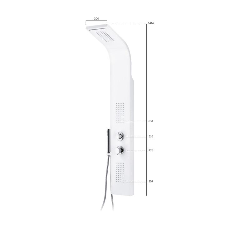 colonna doccia in alluminio bianca multifunzione anticalcare  con miscelatore e getto a cascata - 4005 alluminio bianco